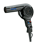 Conair Pro Blackbird hair dryer front view showing compact profile and professional nozzle for faster drying