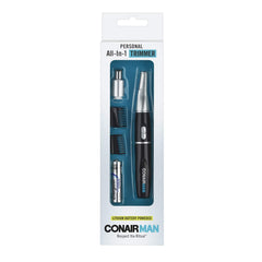 CONAIRMAN trimmer in use trimming nose hair for safe, smooth results