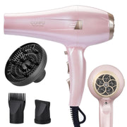 CONFU hair dryer front view showing sleek body and controls, delivers fast styling