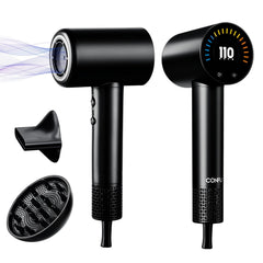 CONFU hair dryer front view showing compact design and sleek finish for portability
