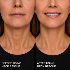 Contours Rx applying strip behind neck illustrating quick easy instant lifting benefit