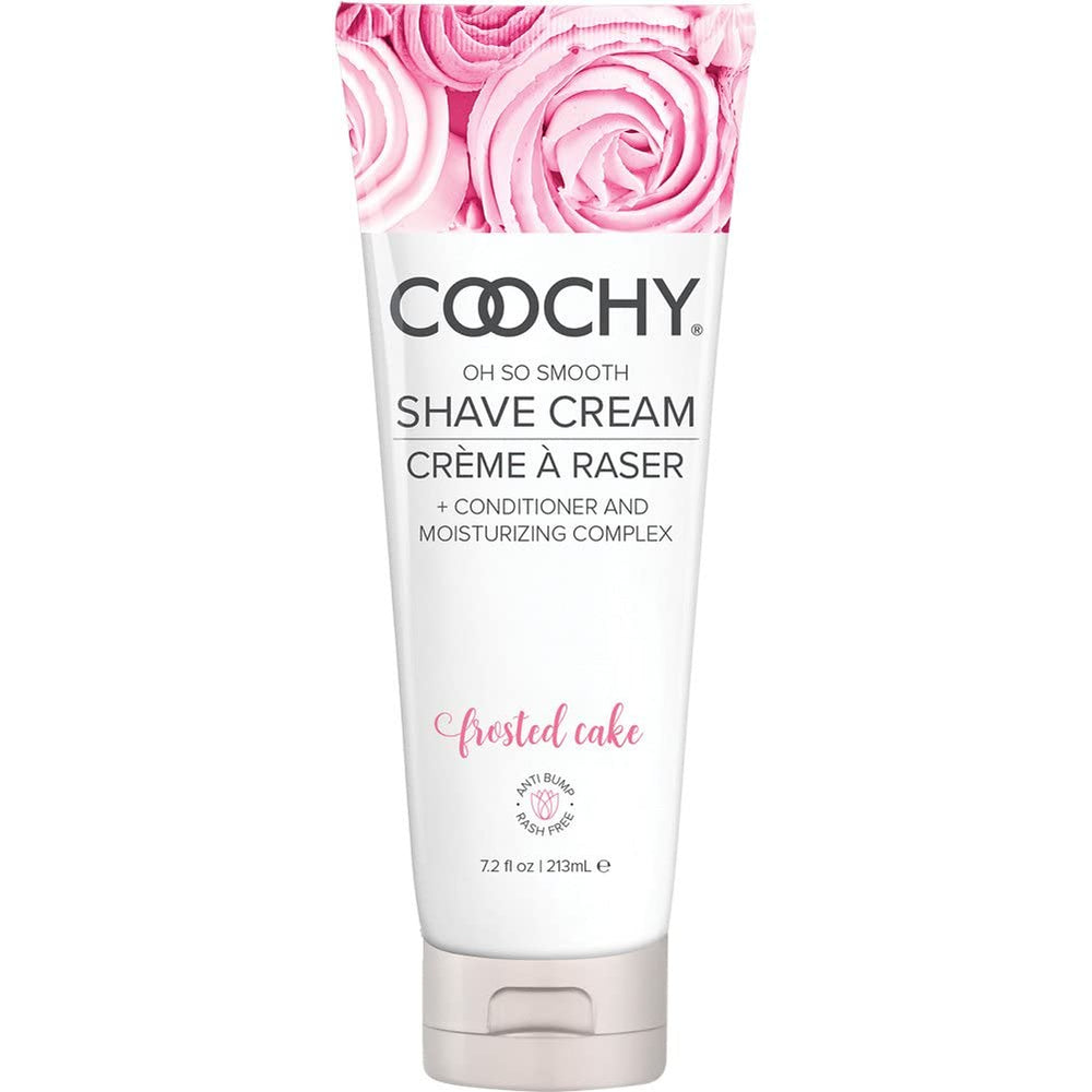 Coochy front packaging showing bottle and Frosted Cake scent benefits