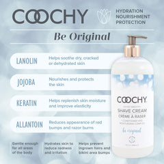 Coochy in use at bikini line demonstrating gentle shave benefit