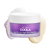 COOLA eye cream duo front packaging showing both day and night jars protecting eyes
