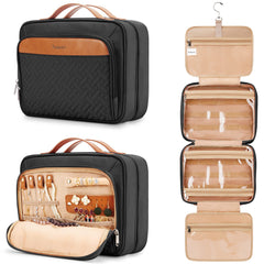 COOSKY front view of hanging toiletry bag shows large capacity and organized layout