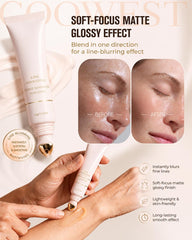 Coowest primer swatched on hand blending in, shows lightweight, non-greasy feel