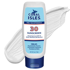 Coral Isles front packaging showing SPF 30 and reef-compliant benefit