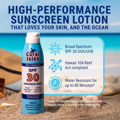 Coral Isles spray action demonstrating quick, even application for convenience