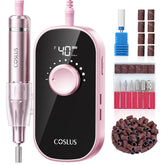 COSLUS E51 front packaging showing pink drill and accessories for professional convenience