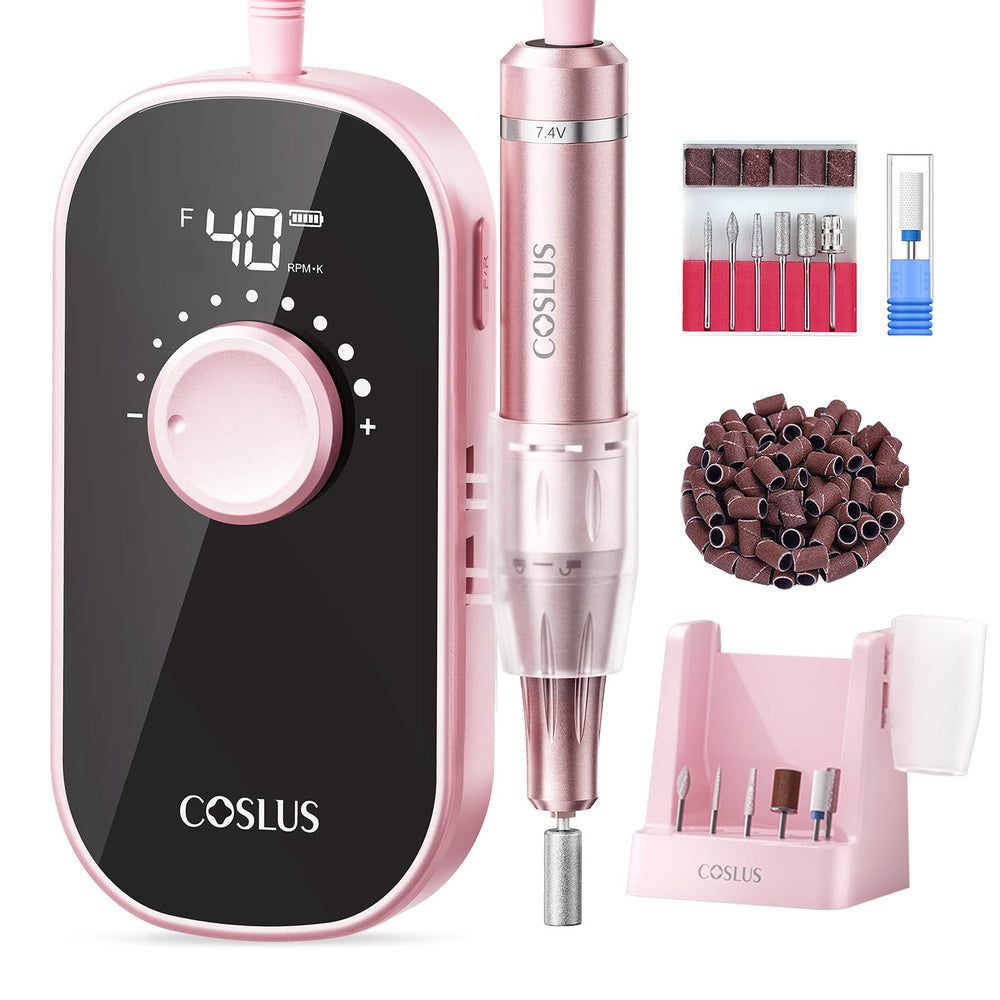COSLUS E51 front view showing pink drill and base for professional portability