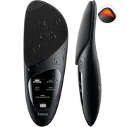 COSLUS front packaging showing compact cleansing brush and included case for easy travel