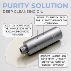 COSMEDIX dispensing pump delivering a measured cleansing oil dose