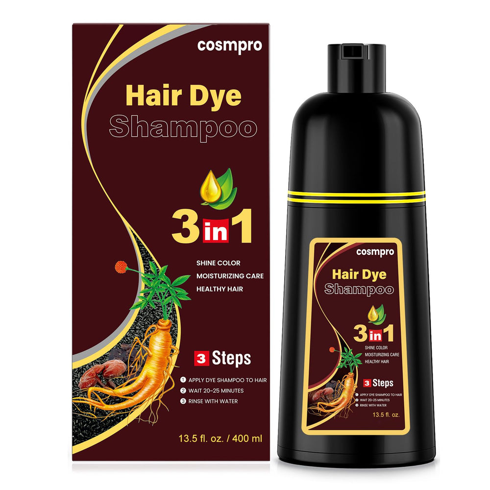 cosmpro bottle front view showing label and dark brown color benefit