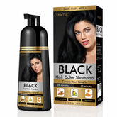 COSMTEK front packaging showing black hair dye shampoo benefits