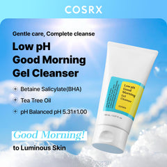COSRX close-up of gel texture on fingertips highlighting smooth, non-drying formula