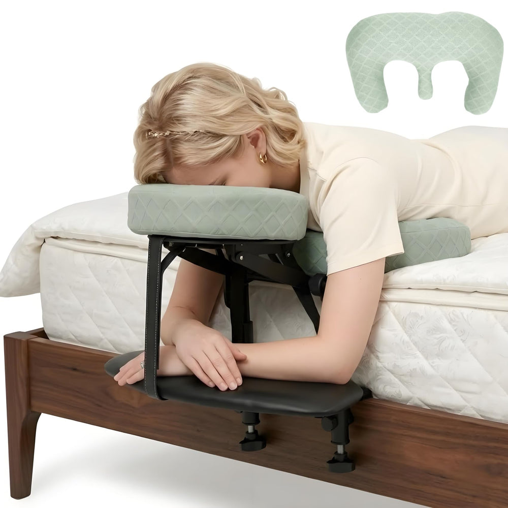 COVECO front view headrest showing full kit and secure fit benefit