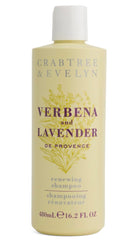 Crabtree & Evelyn bottle front view showing label and refreshing verbena-lavender scent benefits