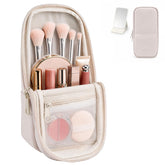 crawing front exterior showing standup bag and neat profile benefit: compact storage