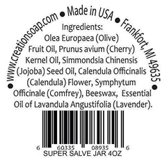 Creation Pharm open jar close-up texture demonstrating rich, moisturizing balm