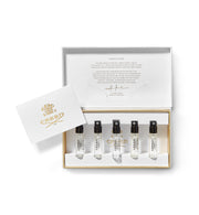 Creed sample set front packaging showing five 1.7ml vials and brand logo, easy comparison