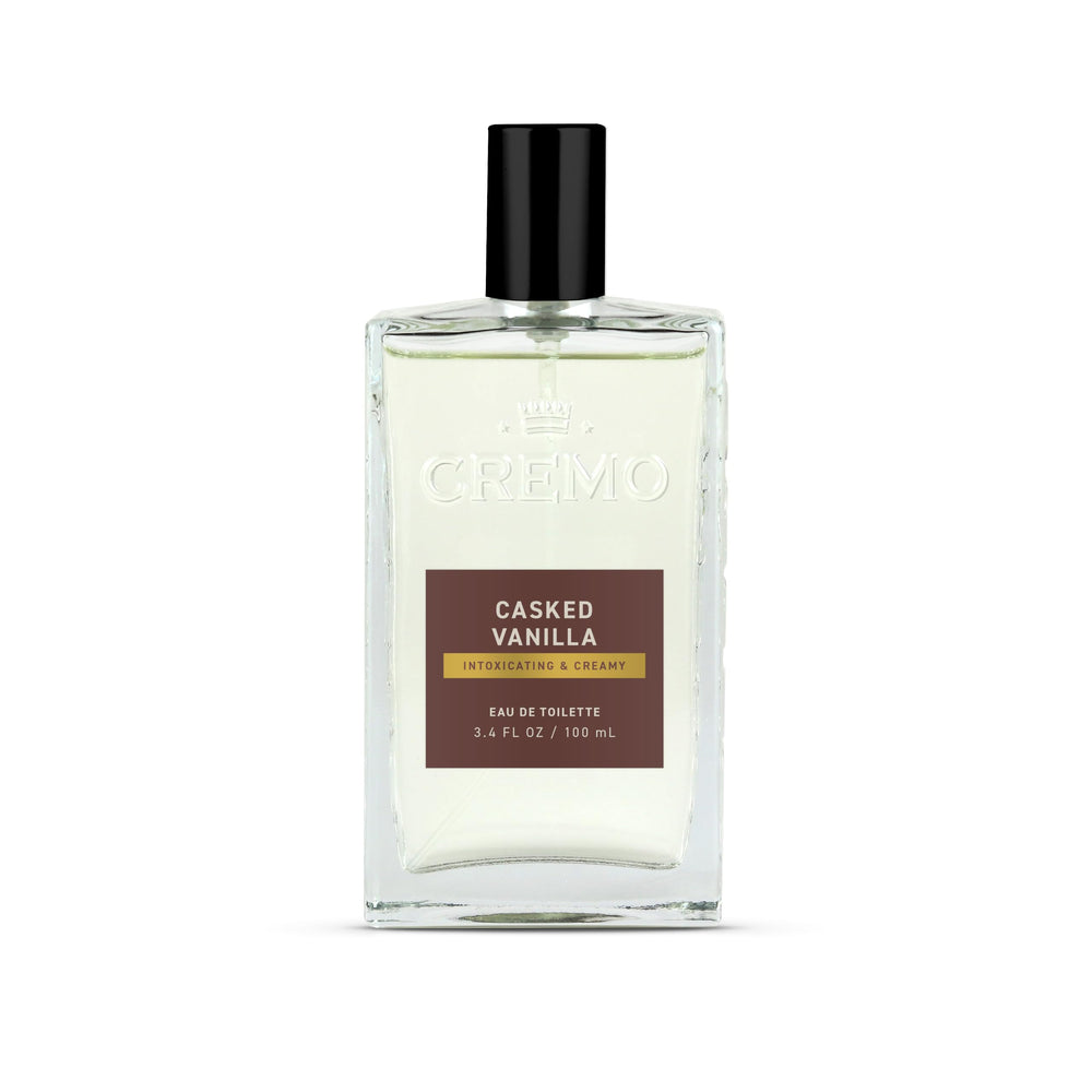 Cremo front bottle view showing sleek label and spray benefit of easy application