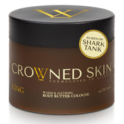 Crowned Skin jar front view showing packaging and premium appeal