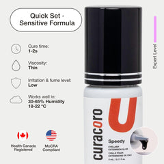 CURACORO bottle scale beside ruler showing compact 5ml size for salon storage convenience