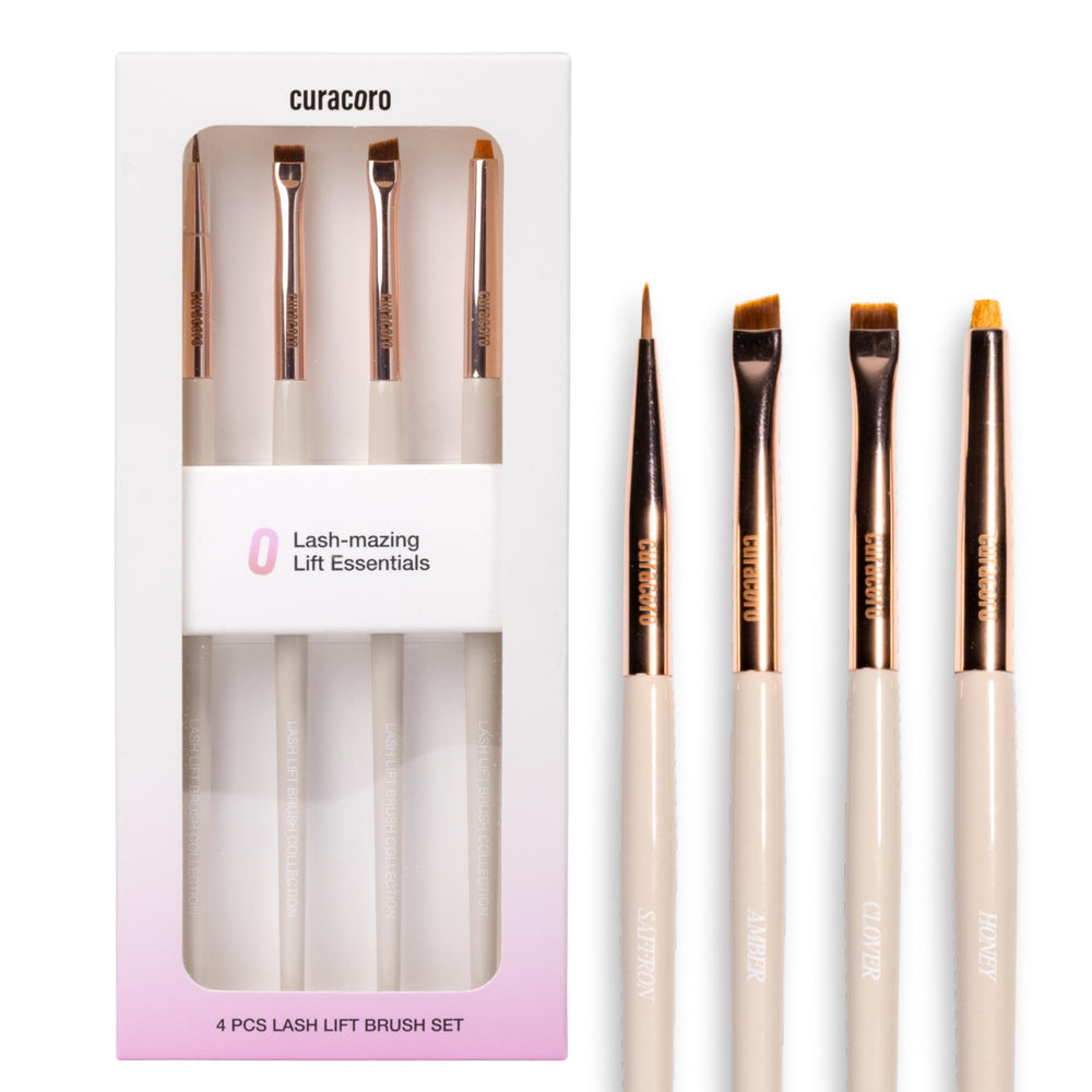 CURACORO front view of four brushes showing kit organization and professional look