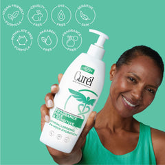 Curel cream texture on hand showing non-greasy absorbency