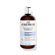 CURLSMITH front bottle showing fragrance-free shampoo and clear label benefit