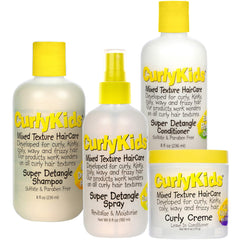CurlyKids front packaging showing full 4-piece set for easy routine