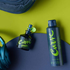 Curve Spark spritz action on wrist illustrating easy application and freshness