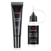 CurvLife front packaging showing complete glue and remover kit, clear contents benefit