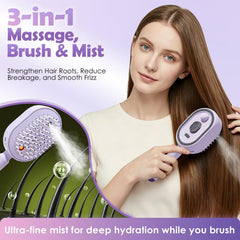 Cushry mist action in use delivering fine hydration to reduce frizz and static