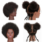 Czrleaty front view mannequin head showing natural afro texture and realistic hair for practice