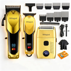 Dabetechts kit front view showing clippers trimmer and foil shaver for complete grooming