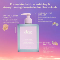 DAE purple shampoo lather texture demonstrating gentle foam