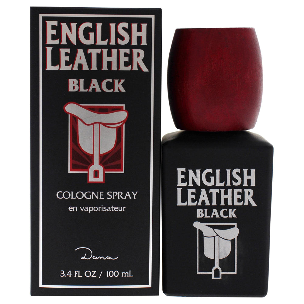 Dana English Leather Black front bottle showing elegant design and clear branding