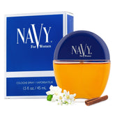 Dana Navy front bottle view showing classic compact spray and portable size benefit