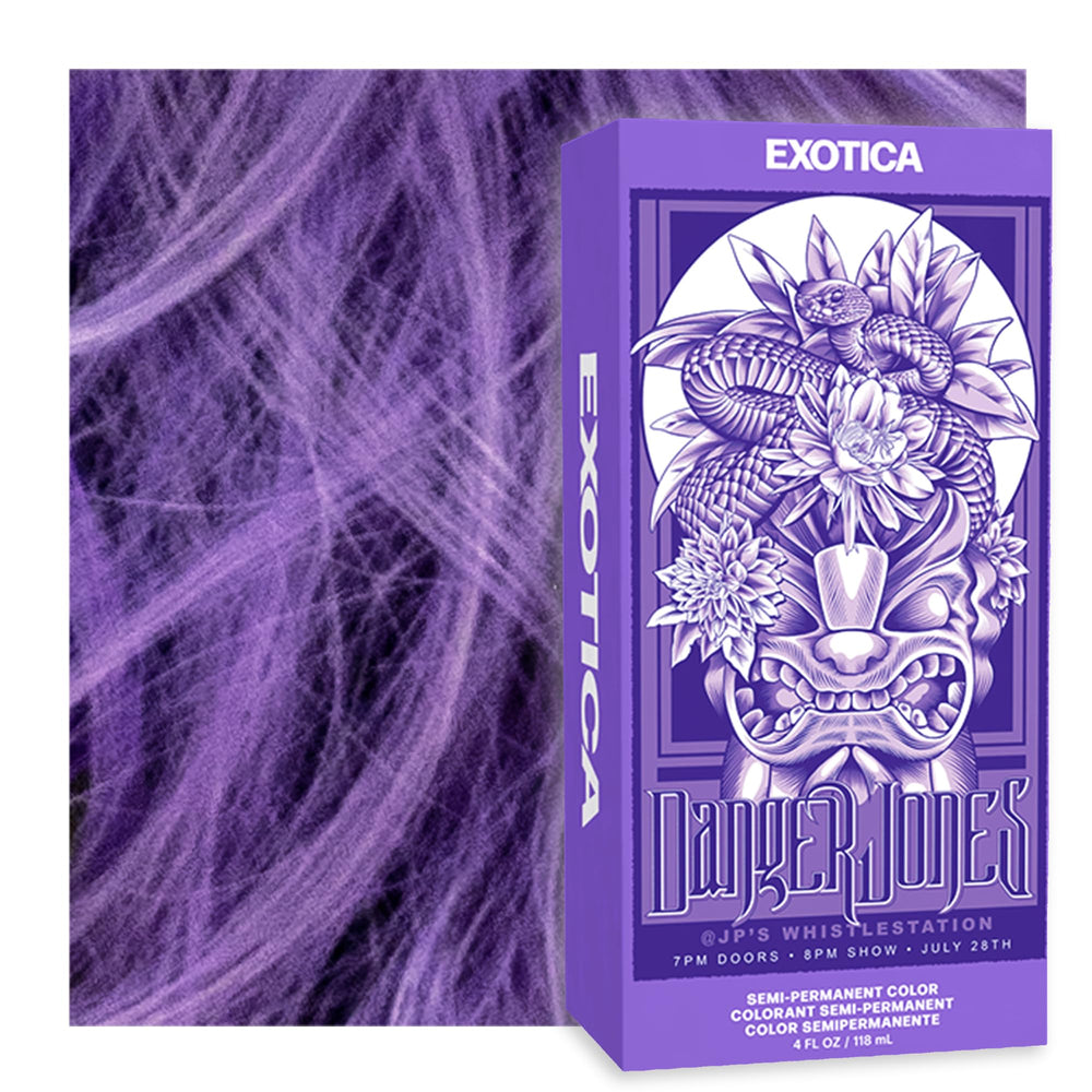 Danger Jones front packaging showing Exotica Light Purple and vibrant color promise