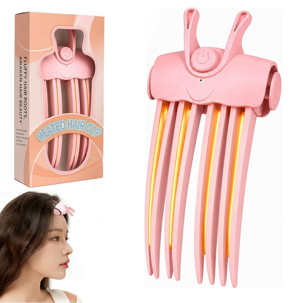 Daoeay front view of heated volume clip showing pink finish and ergonomic shape for easy lift