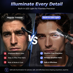 Dapsang LED light on revealing fine facial hairs for accurate trimming