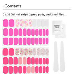 Dashing Diva two sets laid out with strips, prep pad, and file benefits