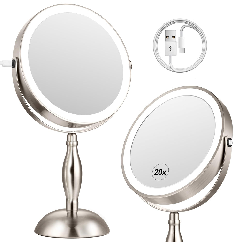 DASLAVA front view brushed nickel mirror showing sleek finish and clean lines