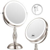 DASLAVA front view brushed nickel mirror showing sleek finish and clean lines