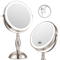 DASLAVA front view brushed nickel mirror showing sleek finish and clean lines