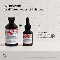 Davines label and cap detail highlighting product information and sustainability benefit