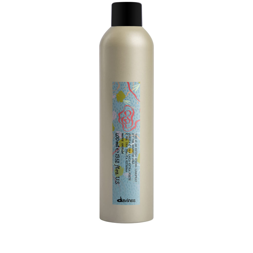 Davines bottle front packaging showing label and long-lasting hold benefit