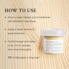 Davines NOUNOU mask being applied to mid-lengths for repair and softness