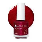 Dazzle Dry front bottle showing ruby red lacquer and brand, clear label benefit